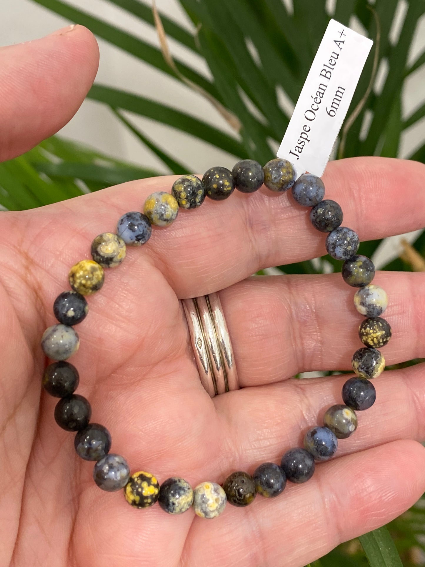 Bracelet Jaspe océan bleu et jaune