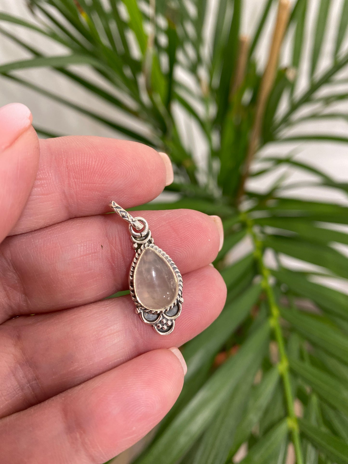 Pendentif - Quartz rose argent 925