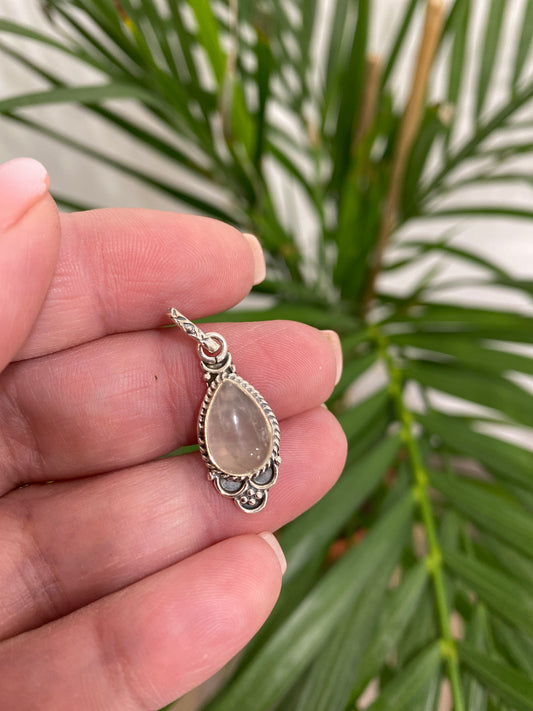 Pendentif - Quartz rose argent 925
