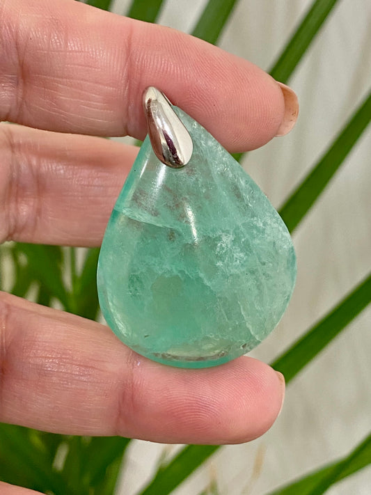 Pendentif goutte - Fluorine verte (FLU1)