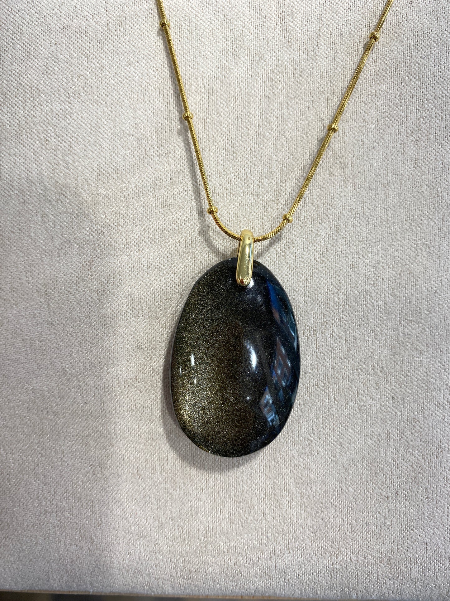 Pendentif - Obsidienne Dorée