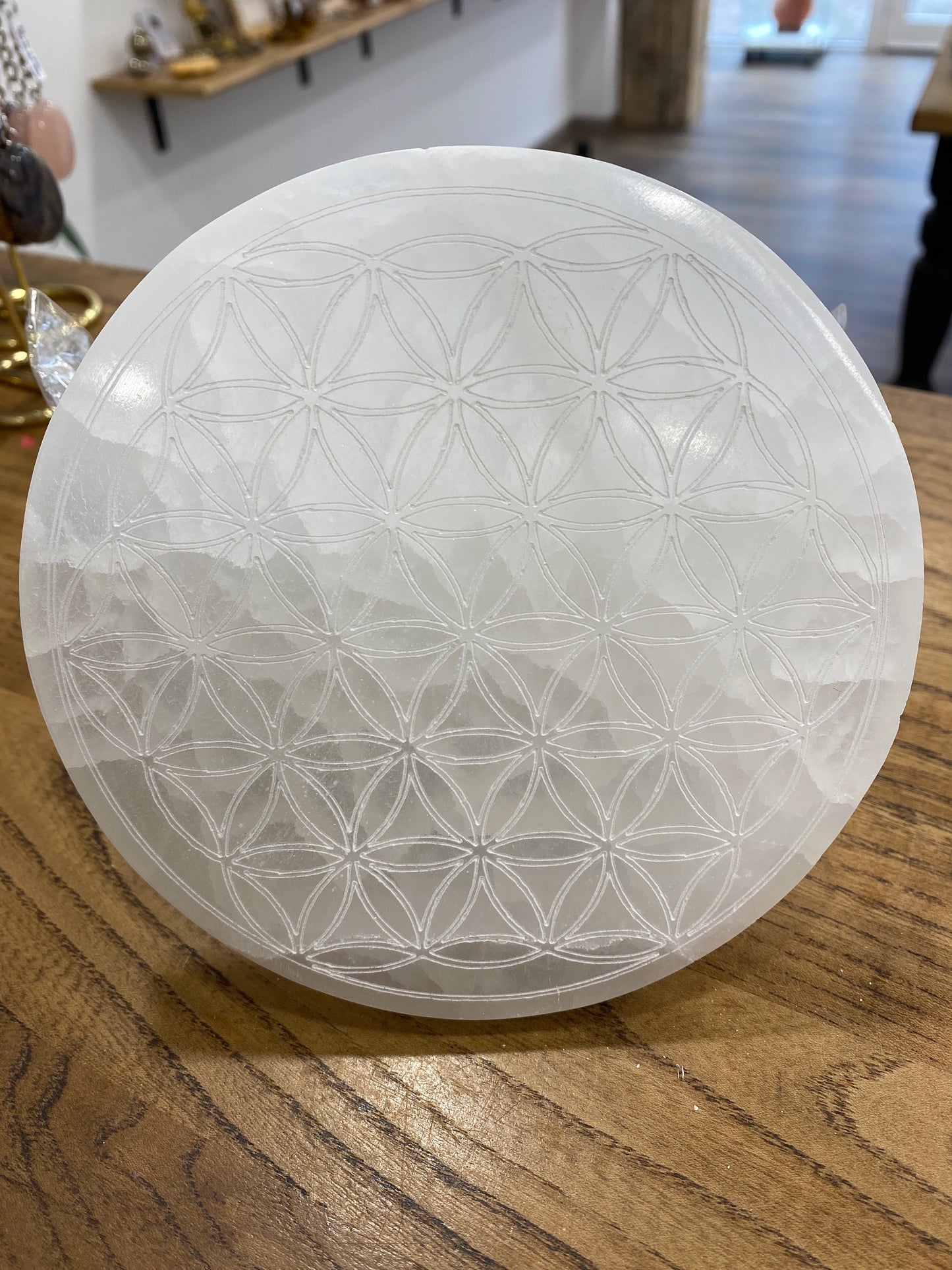 GRANDE PLAQUE SELENITE - Fleur de vie