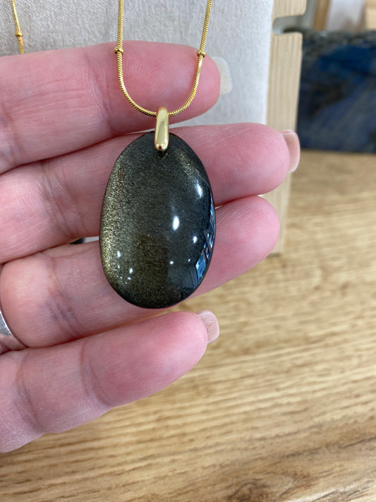 Pendentif - Obsidienne Dorée