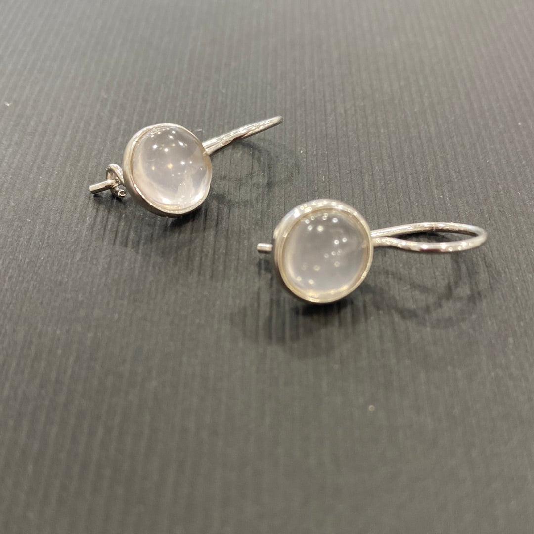 BOUCLES D’OREILLES - QUARTZ ROSE ARGENT 925