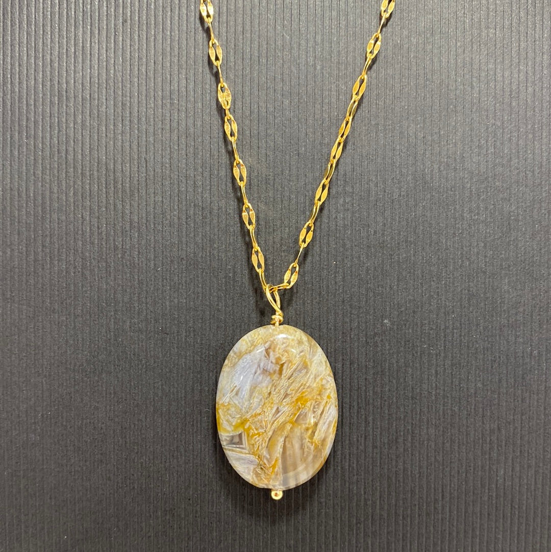 COLLIER - AGATE FLEUR