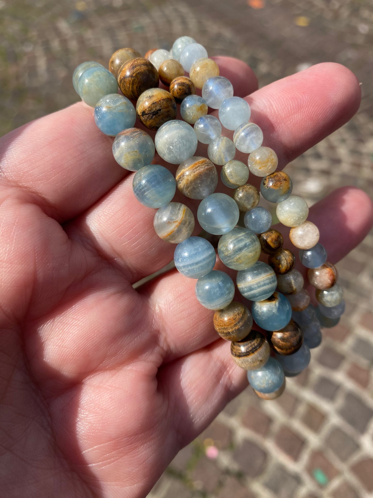 Bracelet - Calcite Bleue sur guangue (vendu à l'unité)